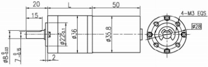 9V-16V 36 มม OD Brushless Dc เกียร์มอเตอร์ 4 ต้น