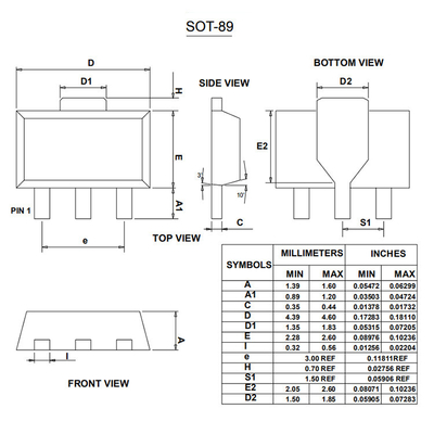 SOT-89 D882 NPN อิเล็กทรอนิกส์ ทรานซิสเตอร์ พลาสติก