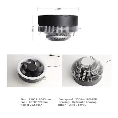 เครื่องเย็น CPU ขนาดเล็ก อลูมิเนียม Heatsink เครื่องเย็น CPU แบบดันลง