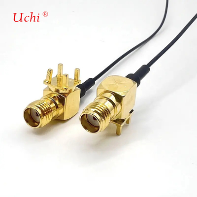 S-MA แจ็คหญิงขยายมุมขวา PCB โคเอชชียัล Mount To UFL UFL Connector 1.13 สายสาย Pigtail