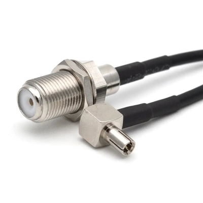 CRC9JW/FK สายเชื่อมต่อความถี่สูงแบบโคอาซี RG174 CRC9 ชายบิด F หญิง 15CM สาย RF ทองแดงทั้งหมด
