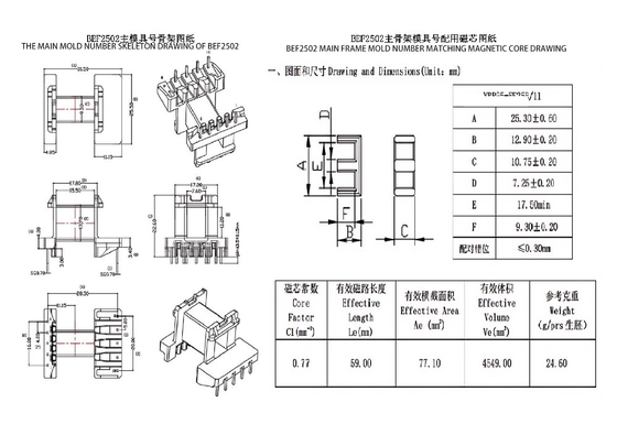 BEF2502 EF25 หม้อแปลงจ่ายไฟแนวนอน 5 5 PIN สำหรับการจ่ายไฟตามสาย