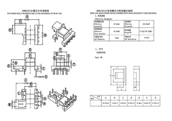 BEM1502 EM15 เครื่องแปลงสายไฟฟ้ากระจายไฟฟ้าแบบขอบขยาย PIN4+2+2