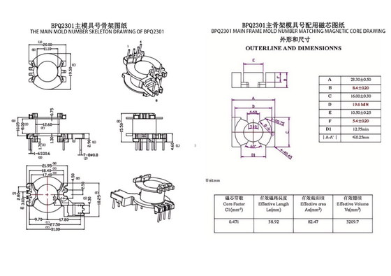 BPQ2301 PQ23 ทรานฟอร์เมอร์พลังงานกลาง 4 2 2 PIN สูงสําหรับการกระจาย