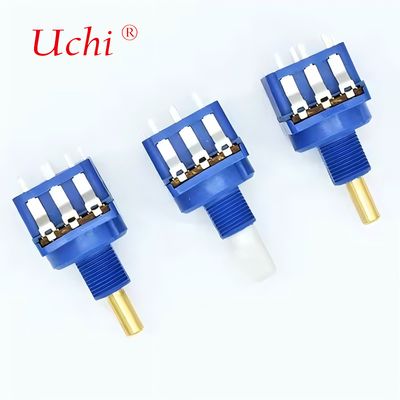 WH116AK โพเทนชิโอมิเตอร์แบบหมุนหรี่ไฟเพลาทองแดงแข็ง พร้อมสวิตช์ปุ่มกด 10A