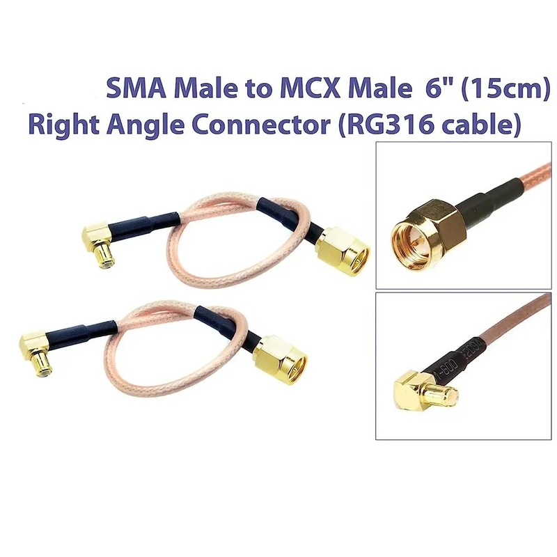 สายเสียต่ํา SMA-Male To MCX Male มุมขวา 6 นิ้ว 15 ซม เครื่องต่อ RF RG316