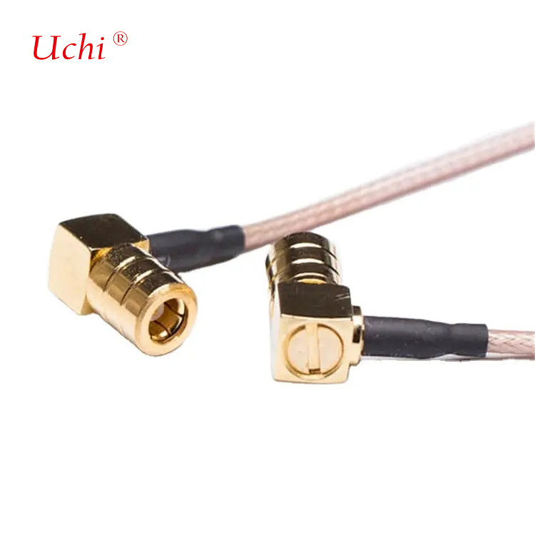 90 องศา SMB เพศชายต่อมุมเพศชายพลัคเพศหญิงด้วย RG316 สายโคกเซียล 50ohm