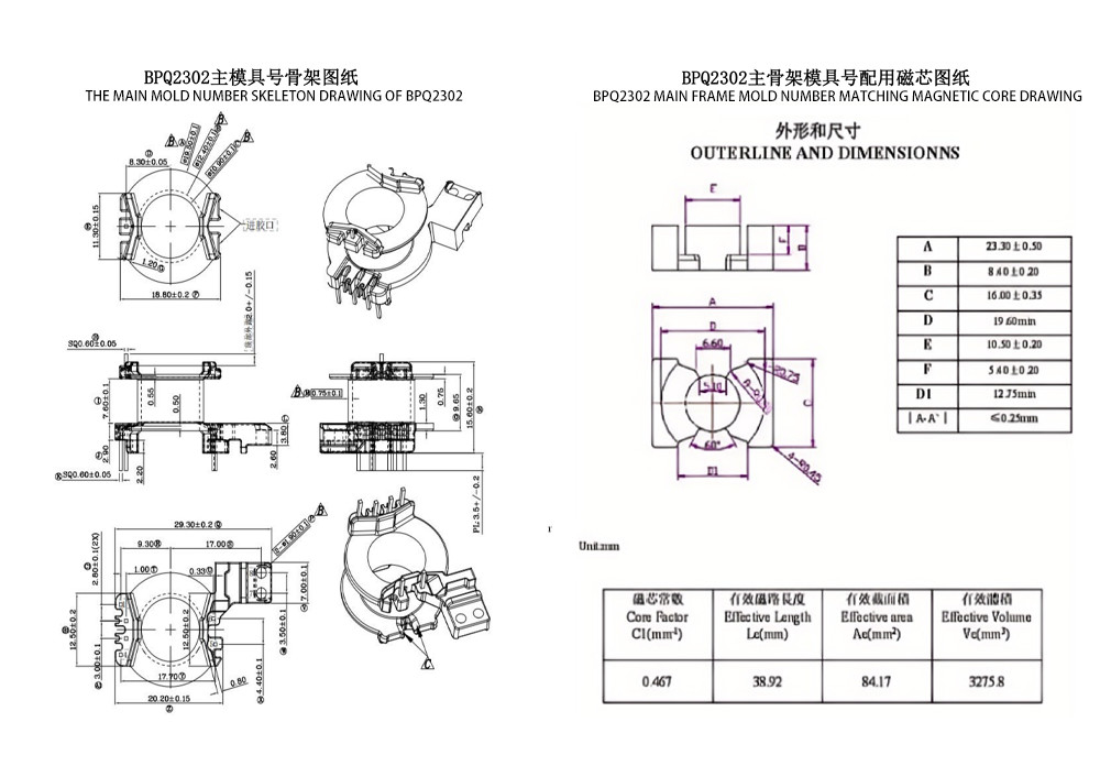 BPQ2302 PQ23 หม้อแปลงไฟฟ้าหลักแนวตั้ง 4 2 2 PIN สำหรับการจ่ายไฟหลัก